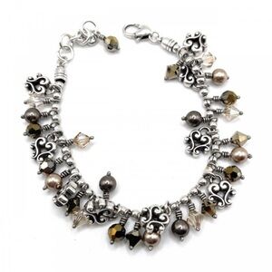 ⭐️Brighton retired Cannes silver, pearl, bead, and crystal dangle bracelet